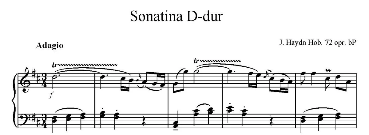 Joseph Haydn - Sonatina D-dur Hob. 72 - opr. bP - fortepian